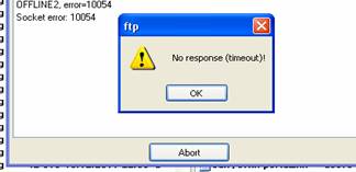 Ошибка socket error 10054 при занесении файлов