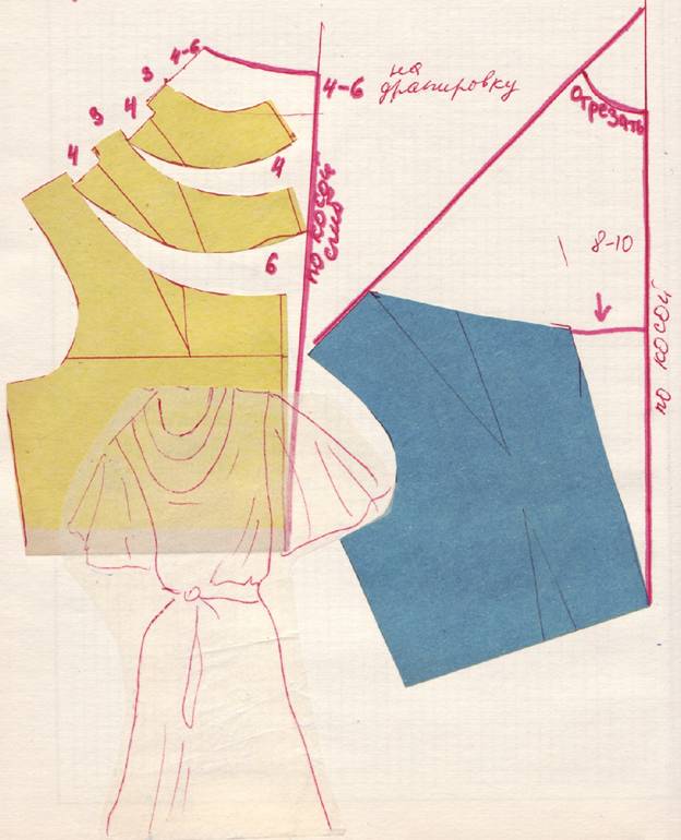 фасон платья с горловиной, оформленной драпировкой и с хомутообразным вырезом горловины 