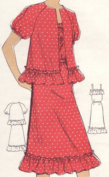 Комплект из блузы и юбки романтического стиля