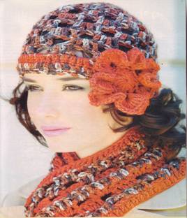 вязаные шапочка и шарф в стиле ретро